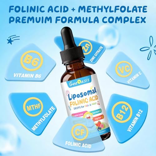 Gotas de Ácido Folínico Líquido y Metilfolato para Niños, Suplemento de Ácido Fólico con B12 Metilada para Mujeres, con Citrato de Zinc, Vitamina B6 - imagen 5
