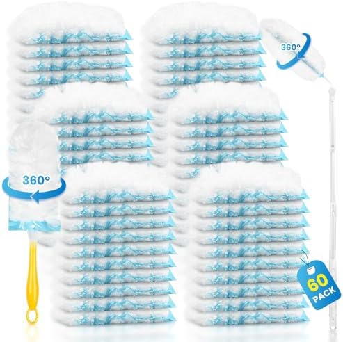 Recargas para Duster Compatibles con Swiffer® Duster, 60 Piezas, Recargas Pesadas con 1 Mango Corto + 1 Mango Extensible, Dusters Multisuperficie - imagen 1