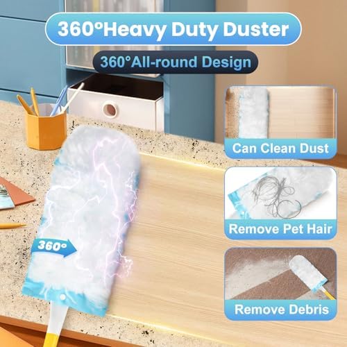 Recargas para Duster Compatibles con Swiffer® Duster, 60 Piezas, Recargas Pesadas con 1 Mango Corto + 1 Mango Extensible, Dusters Multisuperficie - imagen 2