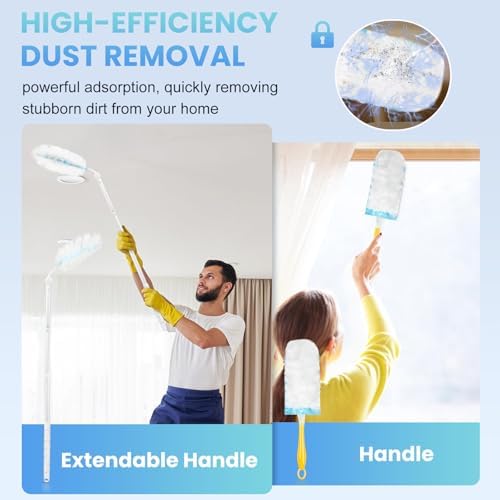 Recargas para Duster Compatibles con Swiffer® Duster, 60 Piezas, Recargas Pesadas con 1 Mango Corto + 1 Mango Extensible, Dusters Multisuperficie - imagen 3
