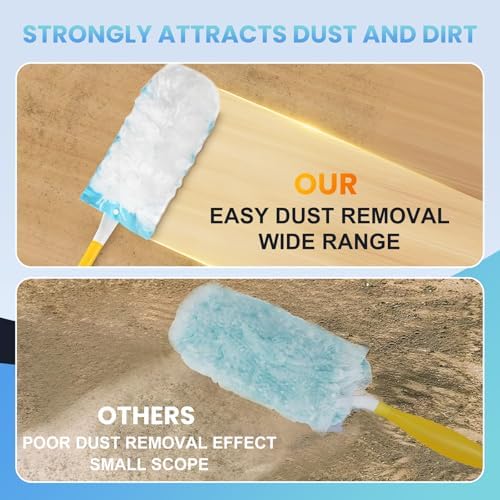 Recargas para Duster Compatibles con Swiffer® Duster, 60 Piezas, Recargas Pesadas con 1 Mango Corto + 1 Mango Extensible, Dusters Multisuperficie - imagen 5