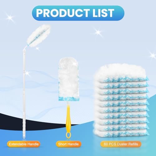 Recargas para Duster Compatibles con Swiffer® Duster, 60 Piezas, Recargas Pesadas con 1 Mango Corto + 1 Mango Extensible, Dusters Multisuperficie - imagen 7
