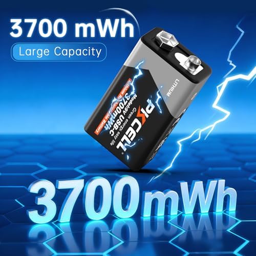 Baterías Recargables PKCELL 9V 4-Pack, 3700mWh, Batería de Litio USB-C, Ideal para Detectores de Humo, Carga Rápida en 1.5 Horas (Cable de Carga No - imagen 2
