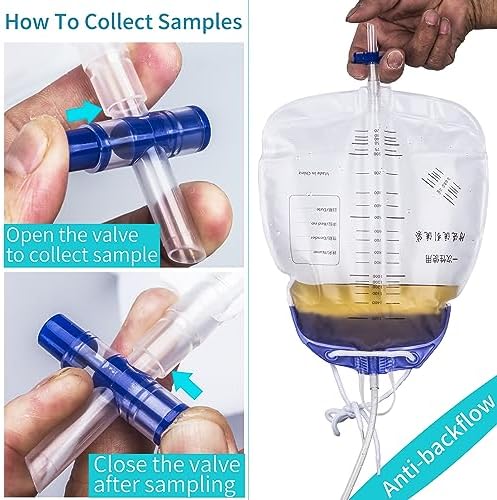Paquete de 10 Bolsas de Orina con Tubo de Drenaje de 48, Bolsa de Drenaje Urinario de 1500mL con Cámara Antirretorno y Pitorro Resistente a - imagen 4
