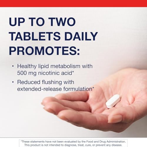 Metagenics Niatain Niacina B3-500 mg Ácido Nicotínico de Liberación Prolongada - Apoya Colesterol, Energía, Nervioso y Salud Cardiovascular - Sin - imagen 2