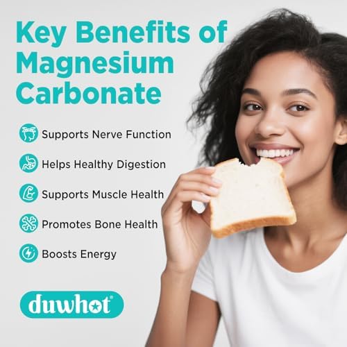 Suplemento de Carbonato de Magnesio Duwhot 500mg, Alta Absorción para Salud Digestiva, Función Muscular y Nerviosa, 90 Cápsulas Veganas, No GMO, Sin - imagen 6
