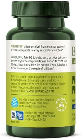 Banyan Botanicals Pollen Protect Orgánico – Suplemento Respiratorio Clínicamente Probado – Apoyo a la Salud ante Irritantes Estacionales – 90 - imagen 2