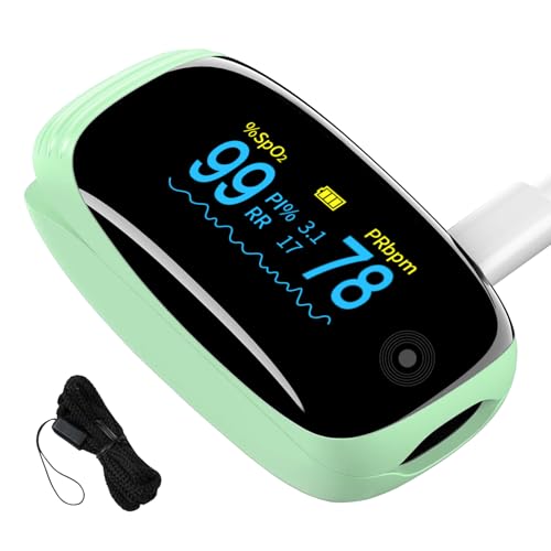 Oxímetro de pulso de dedo con monitoreo de frecuencia respiratoria, mediciones de PI y RR, monitor de oxígeno en sangre recargable con lectura rápida - imagen 1