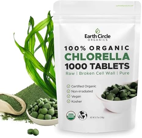 Tabletas de Chlorella Orgánica 1,000 Contenido | Superalimento de Alta Potencia | Pastillas de Clorofila de Algas Verdes 100% Puras | Pared Celular - imagen 8