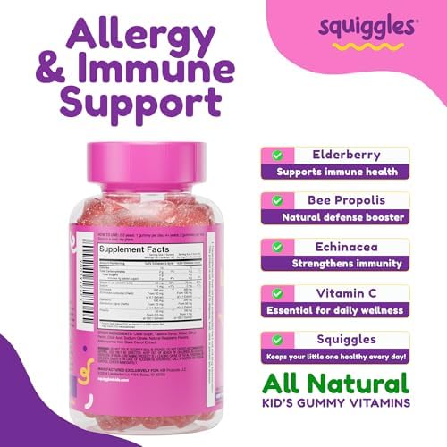 Gomitas Squiggles Sniffle Berries de Saúco con Propóleo y Equinácea, Refuerzo Inmunológico para Niños, Vitaminas para Niños (100 Unidades) - imagen 5