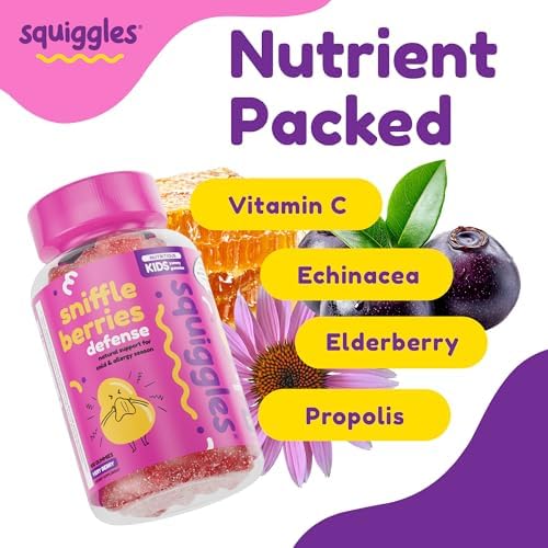 Gomitas Squiggles Sniffle Berries de Saúco con Propóleo y Equinácea, Refuerzo Inmunológico para Niños, Vitaminas para Niños (100 Unidades) - imagen 6