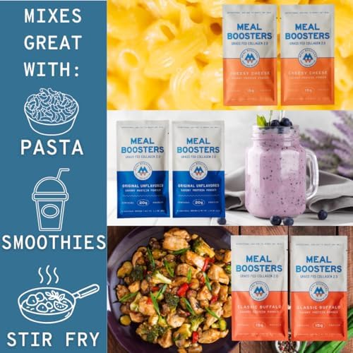 Paquete de Muestras Meal Boosters MB - Suplemento Proteico Sabroso, Sabor Queso, Buffalo, Sin Sabor, Colágeno de Pastoreo, Crecimiento Muscular, - imagen 3