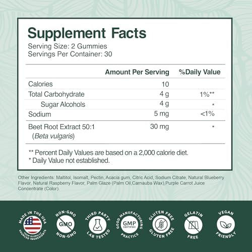 Gomitas de Remolacha PurePremium - 60 Chews Sin Azúcar - Suplementos de Óxido Nítrico con Sabor Natural a Arándano - 1 Mes de Suministro - imagen 8