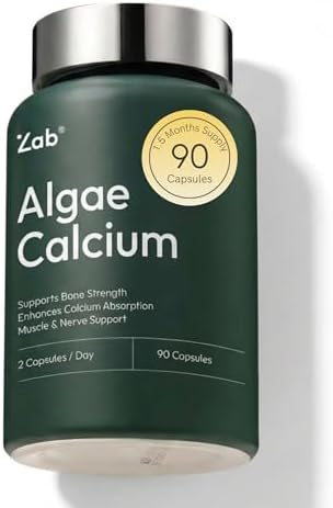 Suplemento de Algas de Calcio ZAB a Base de Plantas, con Vitamina D3 y K2 MK7, Complejo de Magnesio y Calcio para la Salud Ósea Diaria, 90 Cápsulas, - imagen 1