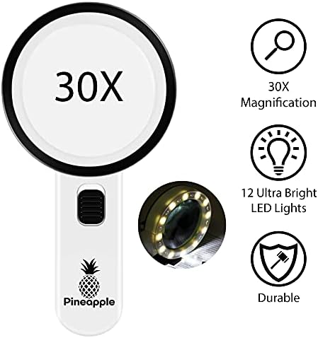 Lupa con Luz, Lupa de Mano 30X Grande para Leer, Lupa Iluminada para Personas Mayores, Degeneración Macular, Monedas, Joyería - imagen 2