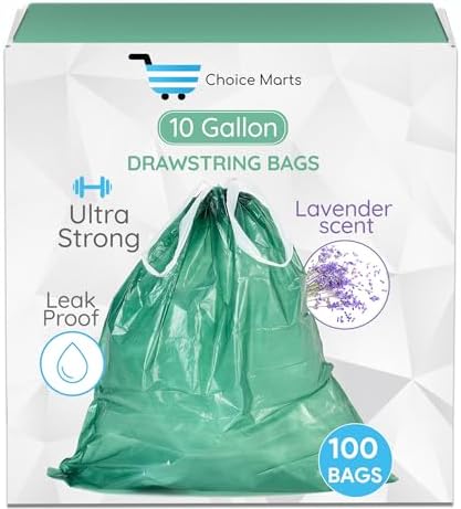 Bolsas de Basura Ultra Resistentes de 10 Galones, 100 Piezas con Cierre de Cuerda - imagen 1