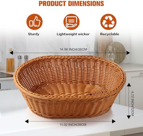 Cestas de Regalo Vacías Boensi 2 Piezas, 14.9x 11x 4.7 Cesta de Mimbre con Listón, Ideal para Almacenamiento en Cocina, Regalos de Navidad, Centro de - imagen 3