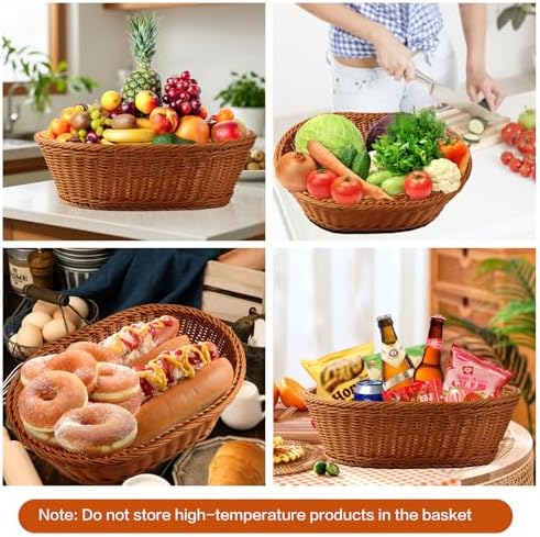 Cestas de Regalo Vacías Boensi 2 Piezas, 14.9x 11x 4.7 Cesta de Mimbre con Listón, Ideal para Almacenamiento en Cocina, Regalos de Navidad, Centro de - imagen 5