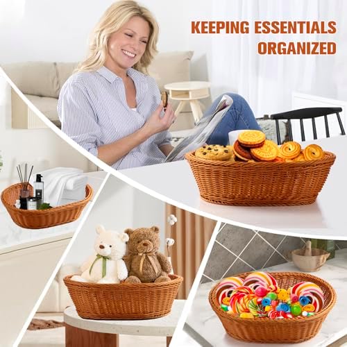 Cestas de Regalo Vacías Boensi 2 Piezas, 14.9x 11x 4.7 Cesta de Mimbre con Listón, Ideal para Almacenamiento en Cocina, Regalos de Navidad, Centro de - imagen 6