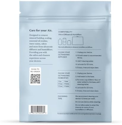Tabletas Limpiadoras VITRUVI para Difusores y Humidificadores | Elimina Manchas y Residuos, Previene Acumulación, Mejora Rendimiento | Fácil de Usar - imagen 6