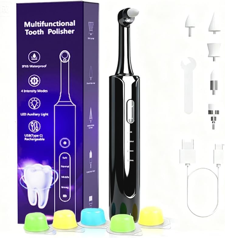 Pulidor Eléctrico de Dientes, Removedor de Placa para Blanqueamiento Dental, Kit de Pulido con 4 Modos de Velocidad, Recargable y a Prueba de Agua - imagen 1