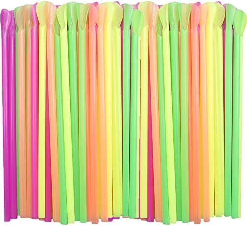 1200 Piezas de Popotes Desechables de Plástico Coloridos para Malteadas - Cucharas Largas - imagen 1