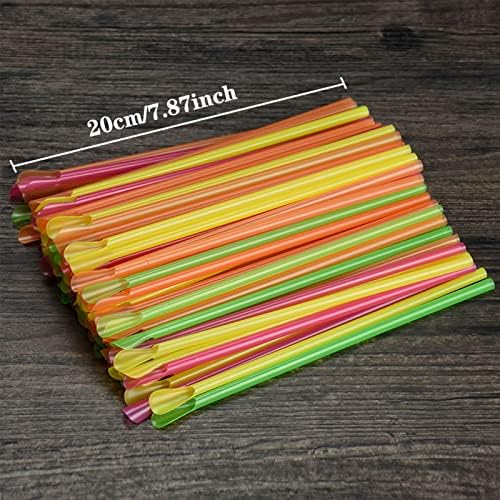 1200 Piezas de Popotes Desechables de Plástico Coloridos para Malteadas - Cucharas Largas - imagen 2