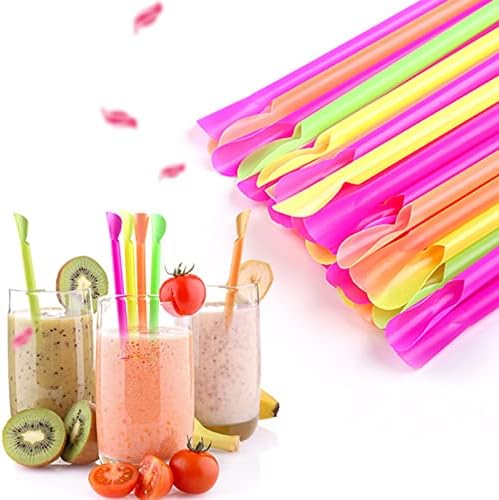 1200 Piezas de Popotes Desechables de Plástico Coloridos para Malteadas - Cucharas Largas - imagen 4