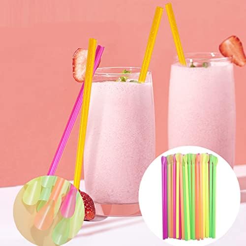 1200 Piezas de Popotes Desechables de Plástico Coloridos para Malteadas - Cucharas Largas - imagen 5