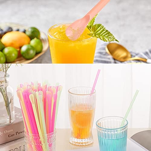 1200 Piezas de Popotes Desechables de Plástico Coloridos para Malteadas - Cucharas Largas - imagen 6