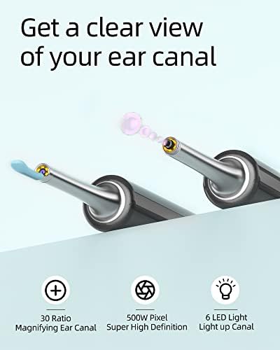 BEBIRD Limpiador de Oídos con Cámara, 5 Megapíxeles 1080P, 6 Luces LED, Set Completo de Herramientas para Remover Cerumen, 4 Cucharas, Negro - imagen 2