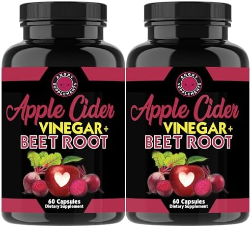 Cápsulas de Vinagre de Sidra de Manzana y Polvo de Remolacha Angry Supplements, 1000mg por Porción, 60ct, Paquete de 2 (Total 120ct) - imagen 1