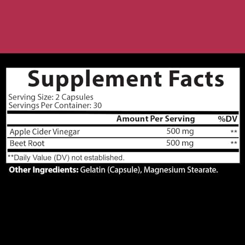 Cápsulas de Vinagre de Sidra de Manzana y Polvo de Remolacha Angry Supplements, 1000mg por Porción, 60ct, Paquete de 2 (Total 120ct) - imagen 2