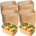 Zentriqlla Paquete de 50 Contenedores de Papel de 25oz con Tapa, Desechables, Apilables y a Prueba de Aceite para Comida, Picnic y Fiestas, Apto para - imagen 1