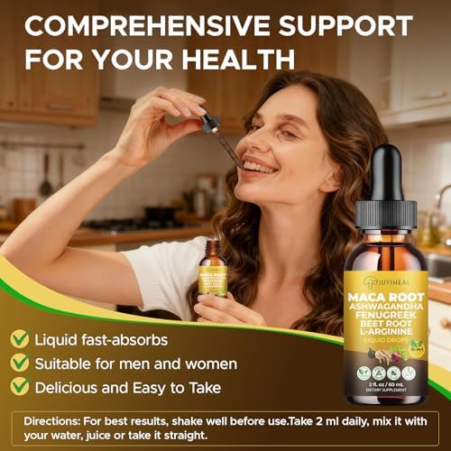 Gotas Líquidas de Raíz de Maca JUYIHEAL 10 en 1, con Ashwagandha, Ortiga, Fenogreco, Remolacha y L-Arginina - Suplemento de Maca para Bienestar - imagen 5