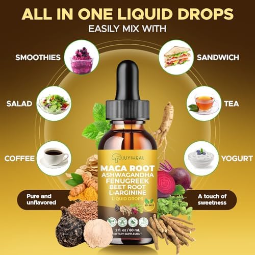 Gotas Líquidas de Raíz de Maca JUYIHEAL 10 en 1, con Ashwagandha, Ortiga, Fenogreco, Remolacha y L-Arginina - Suplemento de Maca para Bienestar - imagen 6