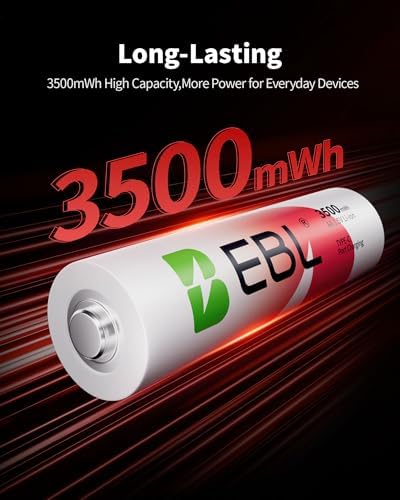 Baterías Recargables EBL AA de Litio 3500mWh, Paquete de 4, 1.5V, 1600+ Ciclos, Carga Rápida 2H con Cable USB-C - imagen 3