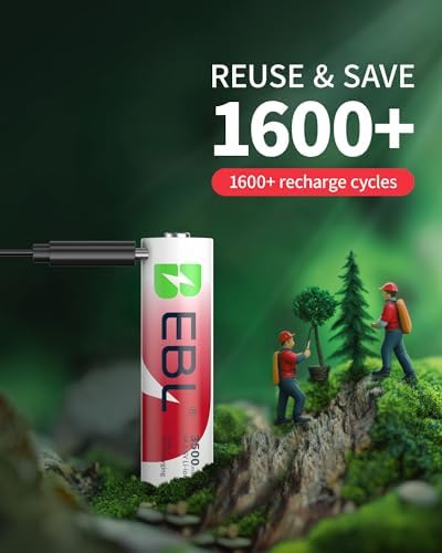 Baterías Recargables EBL AA de Litio 3500mWh, Paquete de 4, 1.5V, 1600+ Ciclos, Carga Rápida 2H con Cable USB-C - imagen 5