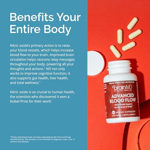 BRAINMD Advanced Blood Flow - 60 Cápsulas Veganas - Soporte de Óxido Nítrico para el Cerebro y el Cuerpo - Sin Gluten - 30 Porciones - imagen 6