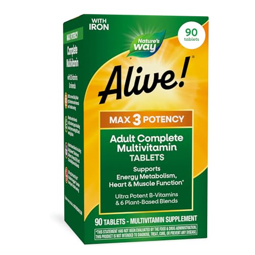 Nature's Way Alive! Max3 Potencia Multivitamínico Diario con Hierro, 90 Tabletas para Energía Celular, Corazón y Función Muscular para Hombres y - imagen 5