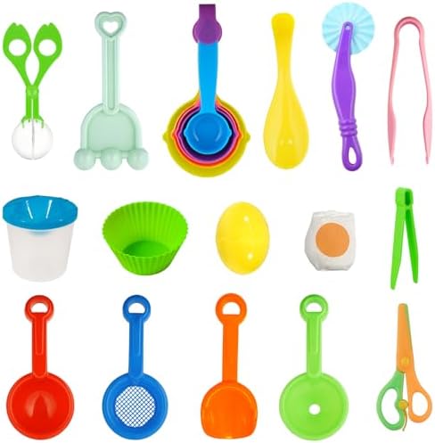 Hiawbon Set de 20 Piezas de Herramientas para Bin Sensorial, Accesorios de Juguetes para Motricidad Fina, Cubos, Pinzas y Cucharas para Niños de 2 - imagen 1