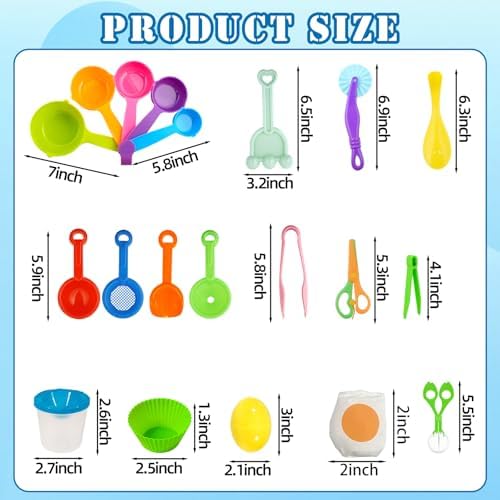 Hiawbon Set de 20 Piezas de Herramientas para Bin Sensorial, Accesorios de Juguetes para Motricidad Fina, Cubos, Pinzas y Cucharas para Niños de 2 - imagen 2