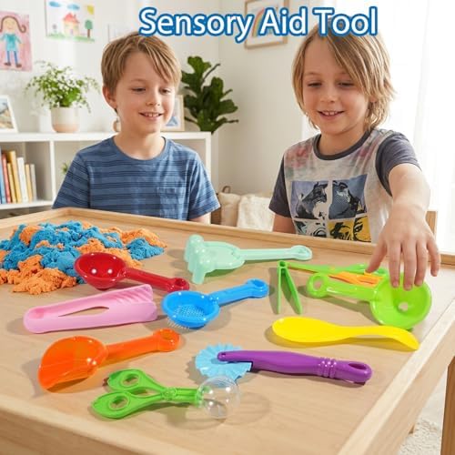 Hiawbon Set de 20 Piezas de Herramientas para Bin Sensorial, Accesorios de Juguetes para Motricidad Fina, Cubos, Pinzas y Cucharas para Niños de 2 - imagen 4