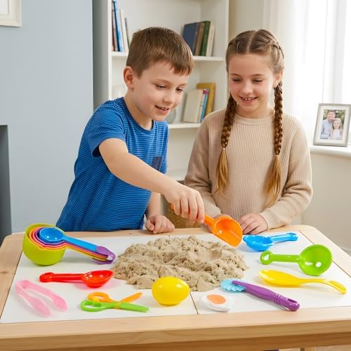 Hiawbon Set de 20 Piezas de Herramientas para Bin Sensorial, Accesorios de Juguetes para Motricidad Fina, Cubos, Pinzas y Cucharas para Niños de 2 - imagen 8