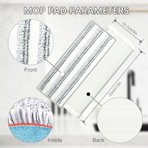 Paquete de 12 Almohadillas de Microfibra Reutilizables y Lavables para Trapeadores JOYMOOP, Libman, Oshang y la mayoría de trapeadores planos de 13X5 - imagen 3