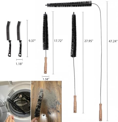 Kit de Limpiador de Ventilación para Secadora, Set de Cepillos Flexibles de 3 Tamaños con 2 Cepillos de Grietas, Herramienta de Limpieza de Pelusa de - imagen 2