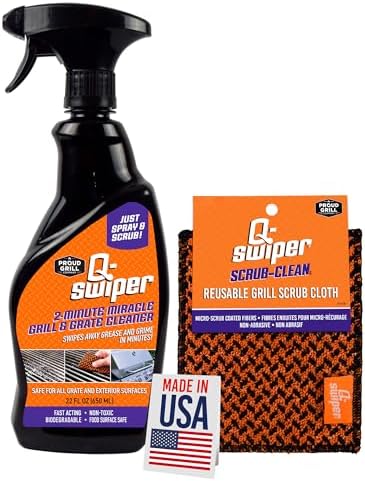 Limpiador Q-Swiper 2-Minutos de Proud Grill Company para Parrillas y Rejillas con Paño de Limpieza - Regalos para el Día del Padre, Desengrasante - imagen 1