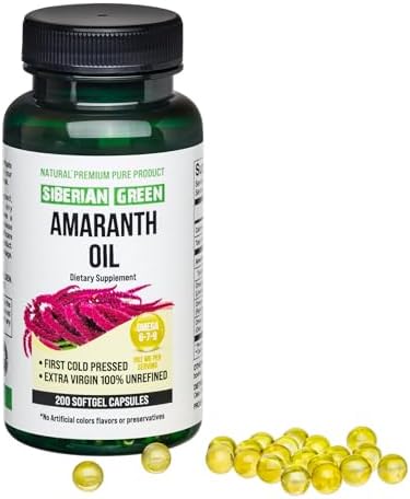 Cápsulas de Aceite de Semilla de Amaranto Verde Siberiano 200 Softgels, Cosecha Silvestre de Siberia Altai, Prensado en Frío, Sin Refino - imagen 2
