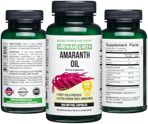 Cápsulas de Aceite de Semilla de Amaranto Verde Siberiano 200 Softgels, Cosecha Silvestre de Siberia Altai, Prensado en Frío, Sin Refino - imagen 3
