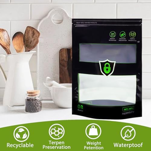 Bolsas de Almacenamiento Samvitral de 15 Pcs 1/2 LB, Control de Humedad 2 Vías, 58%-62% RH, Reutilizables, 8 oz, Color Negro - imagen 3